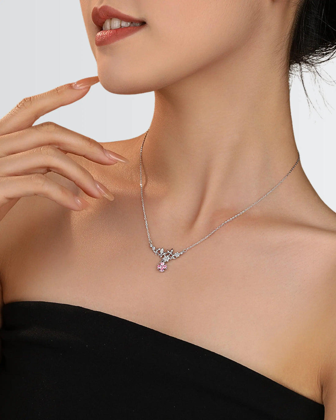 Rosy Radiance Elite Necklace -  Silver Necklace by BLINGLANE