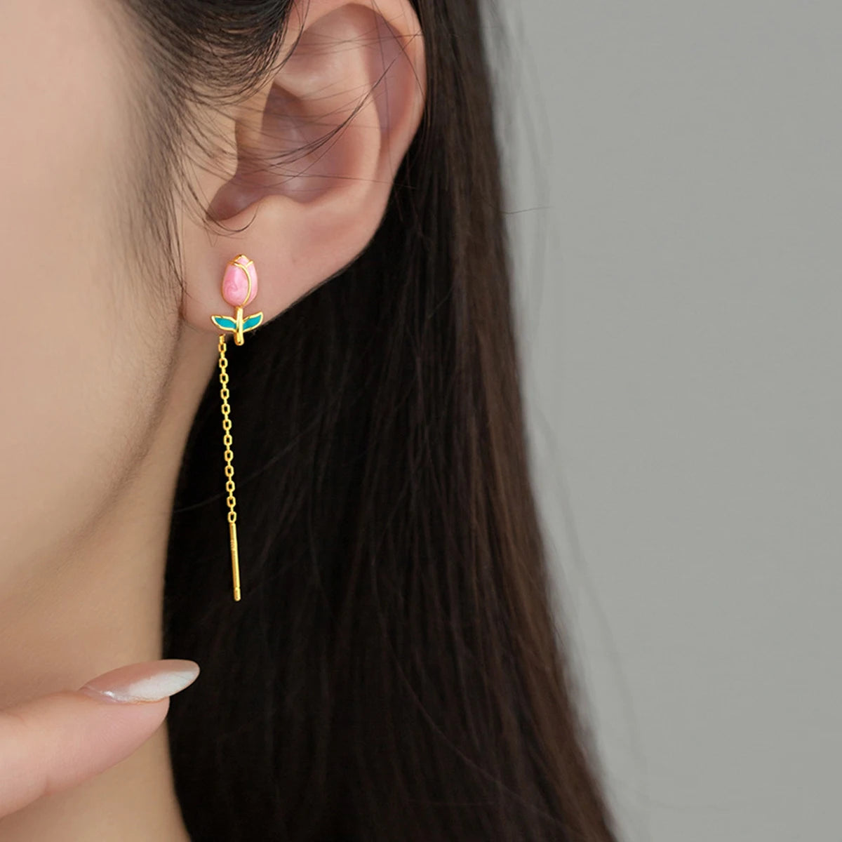 Tulip Reimagined Chain Earrings
