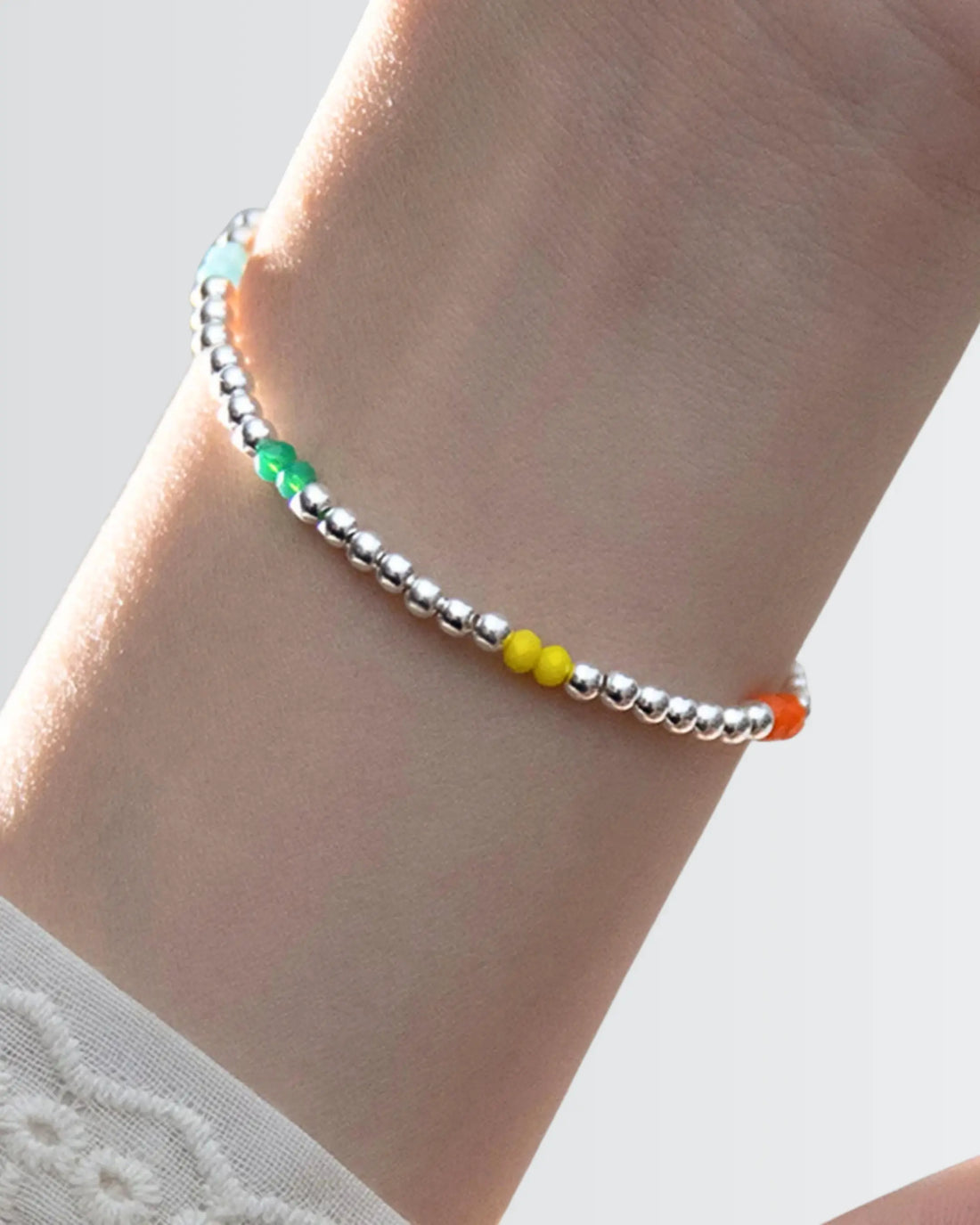 Silver Glow Beads Bracelet -  Silver Bracelet by BLINGLANE