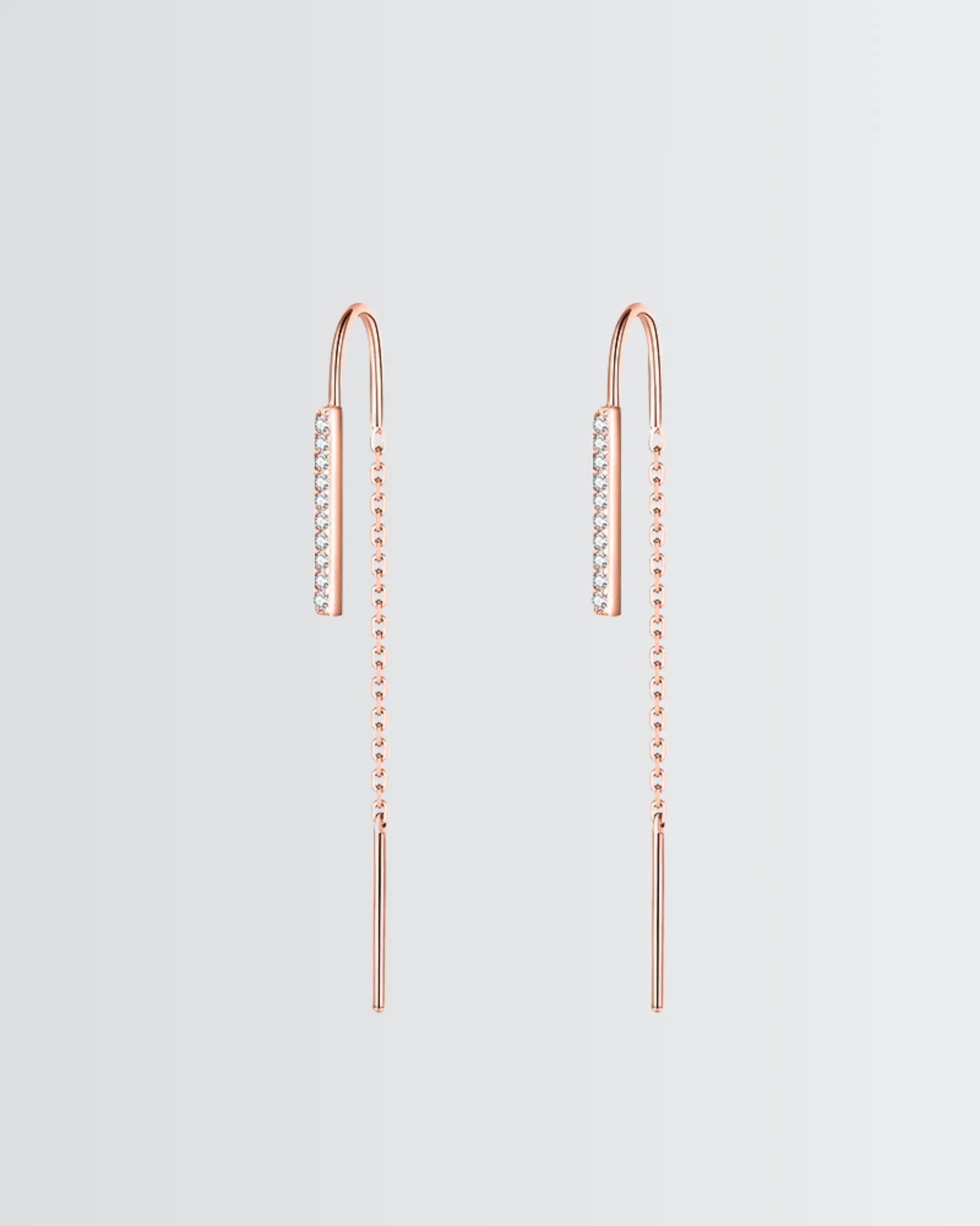 Sleek Bar Threader Earrings -  Silver Earrings by BLINGLANE