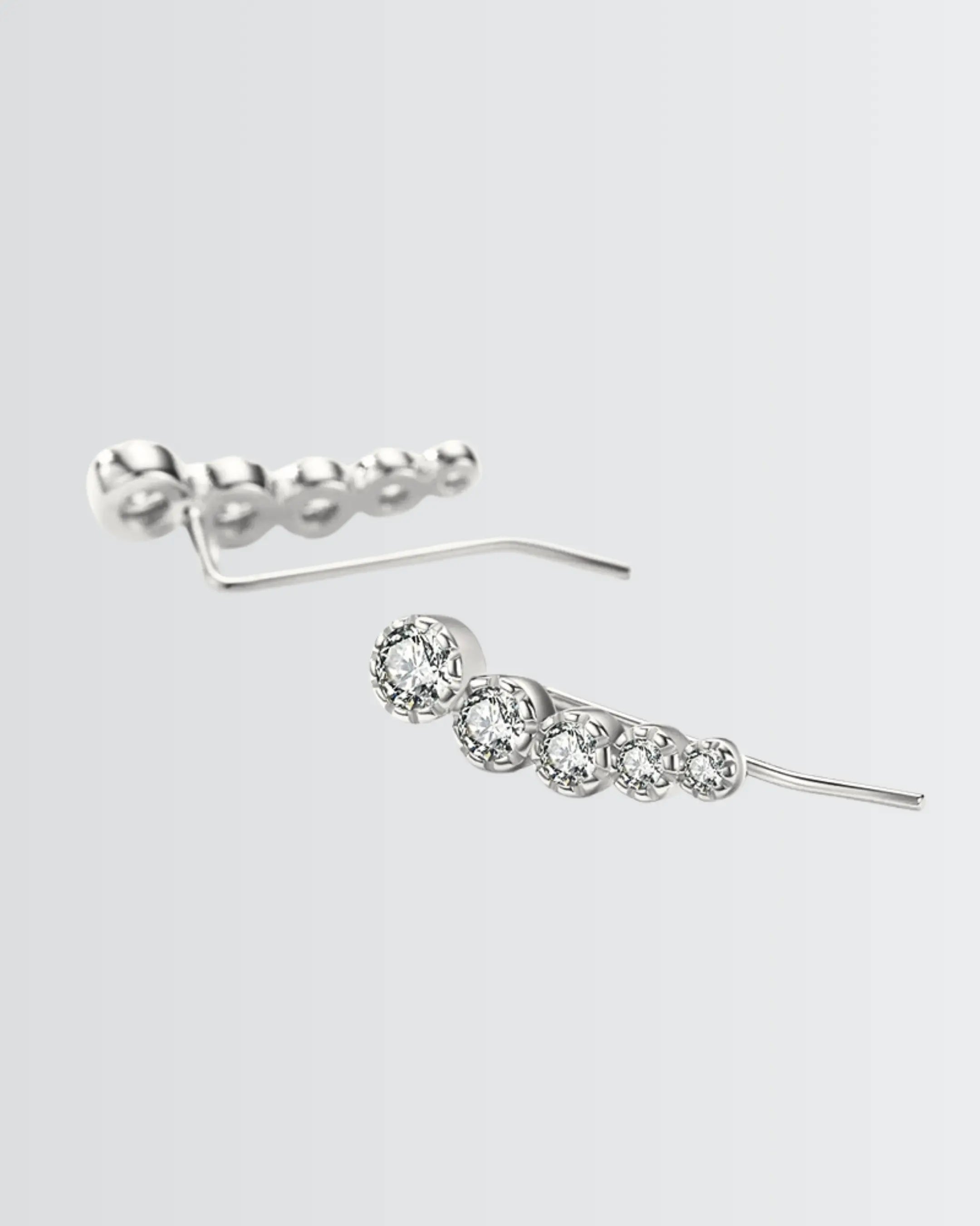 Solitaire Sweep Ear Climbers -  Silver Earrings by BLINGLANE