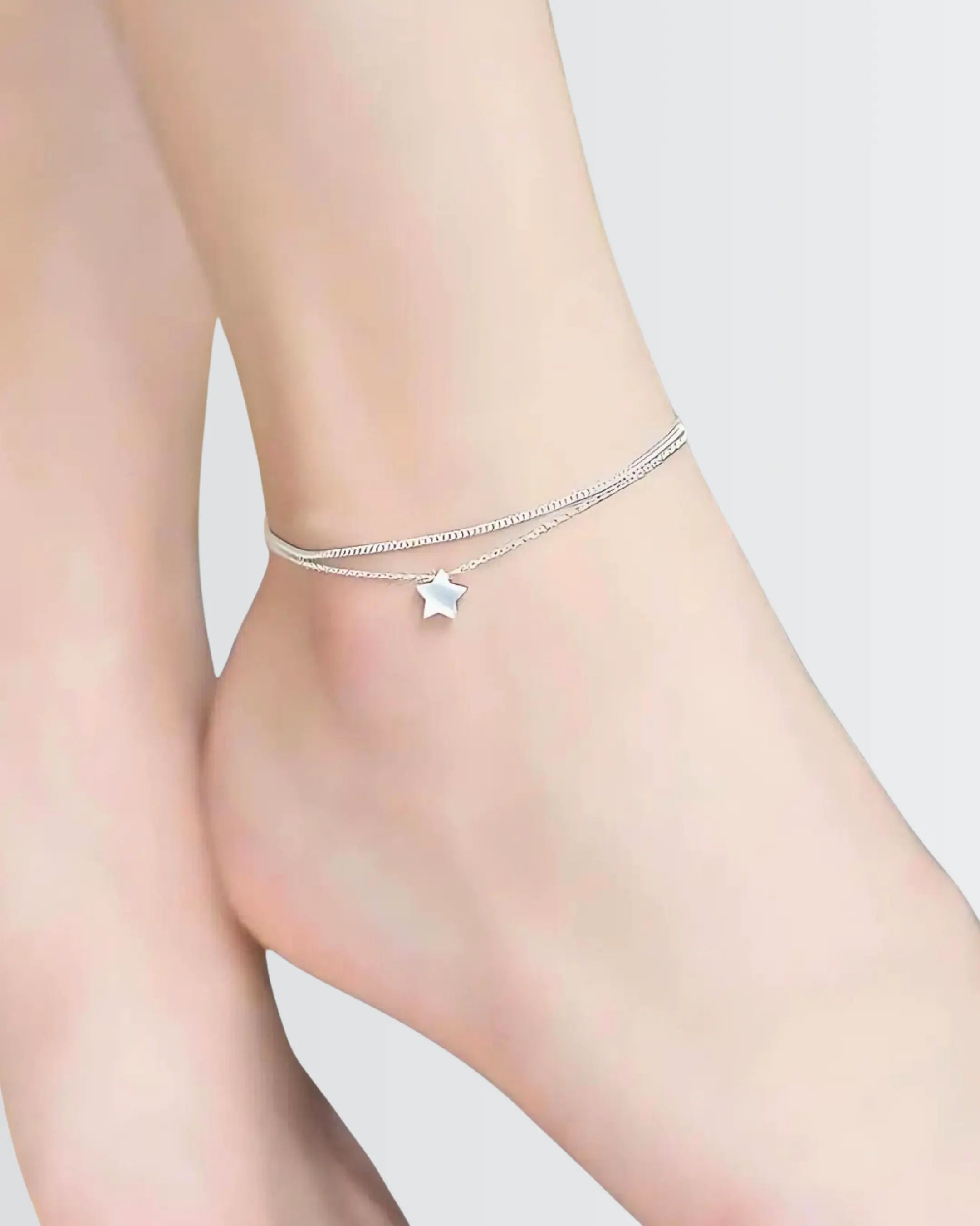 Starlight Layered Anklet -  Silver Anklet by BLINGLANE