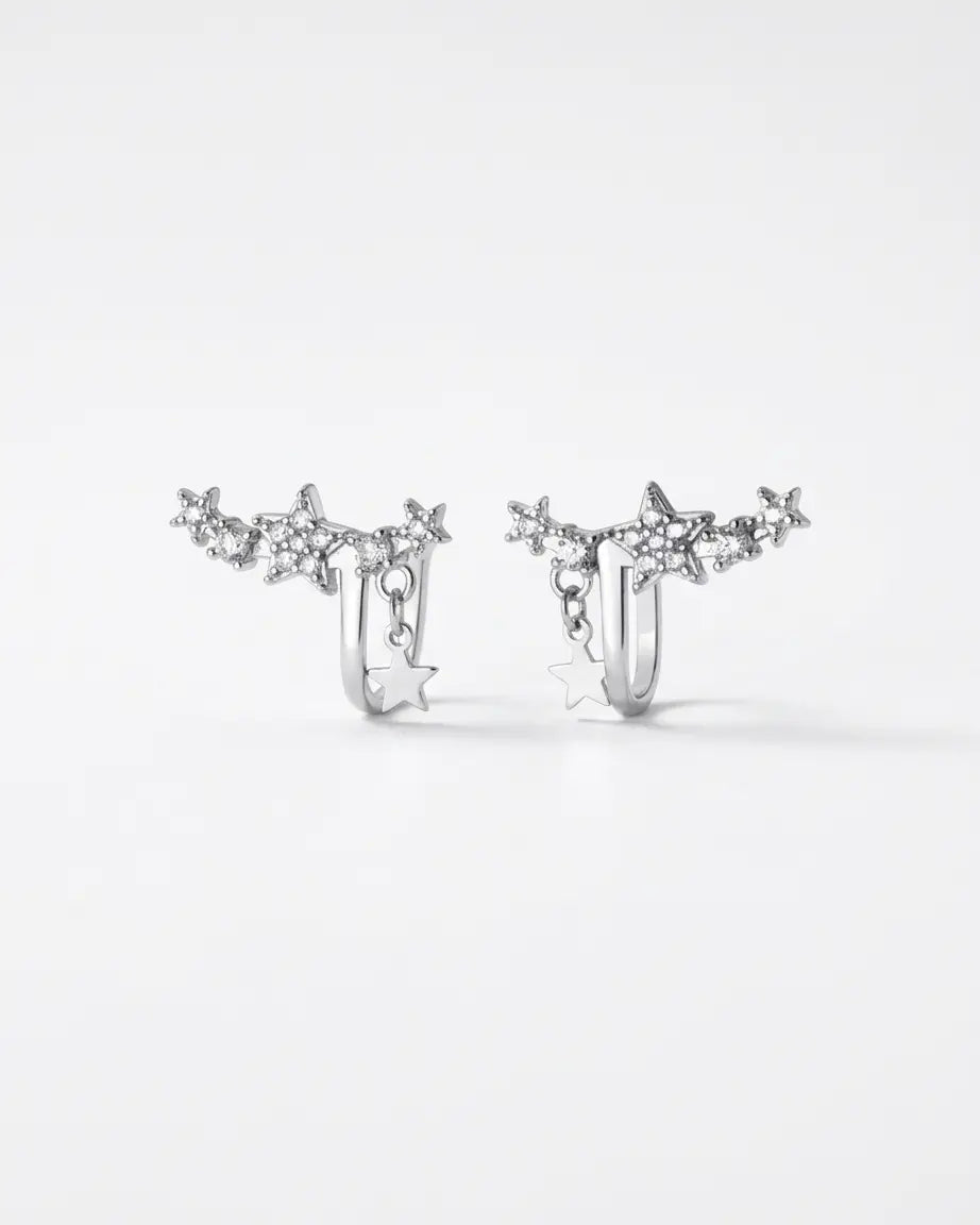 Starlit Curve Ear Cuffs - Silver Earrings by BLINGLANE