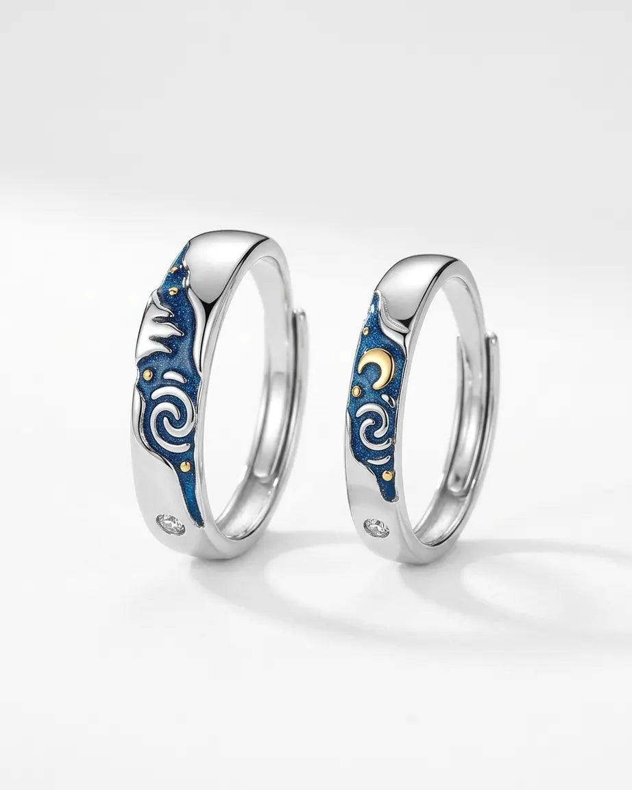 Together Under the Moon Love Bands -  Silver Ring by BLINGLANE