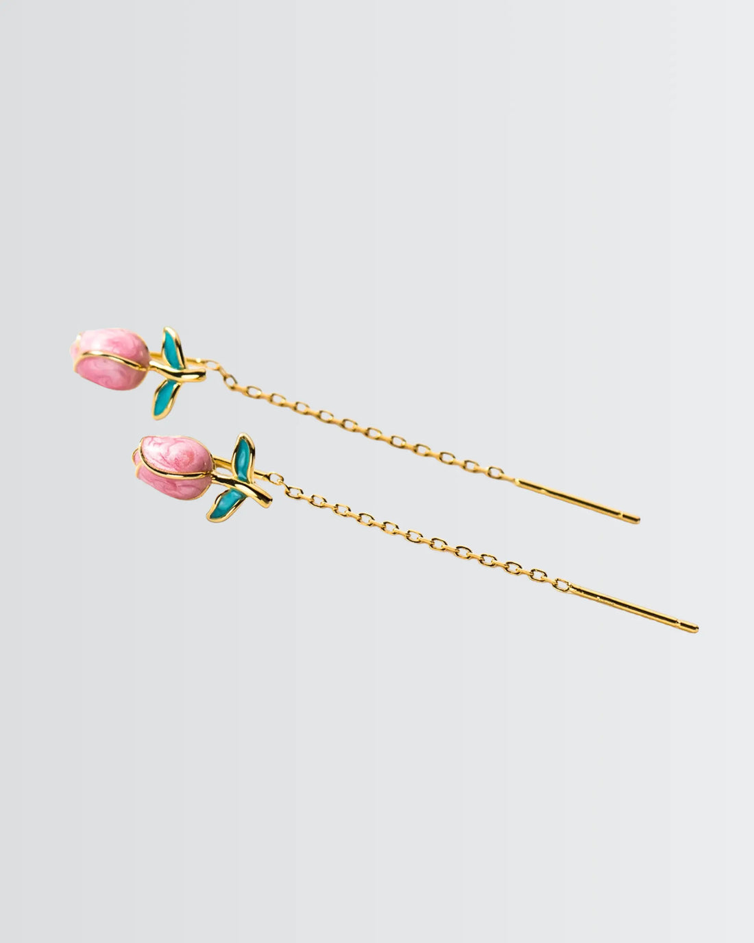 Tulip Reimagined Chain Earrings - Silver Earrings by BLINGLANE