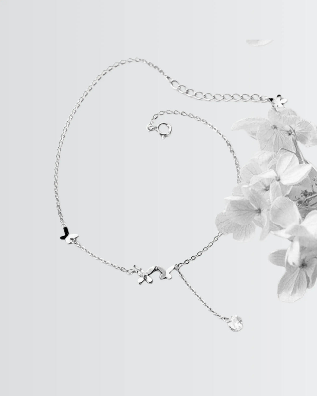 Twinkling Butterflies Minimal Anklet - Silver Anklet by BLINGLANE
