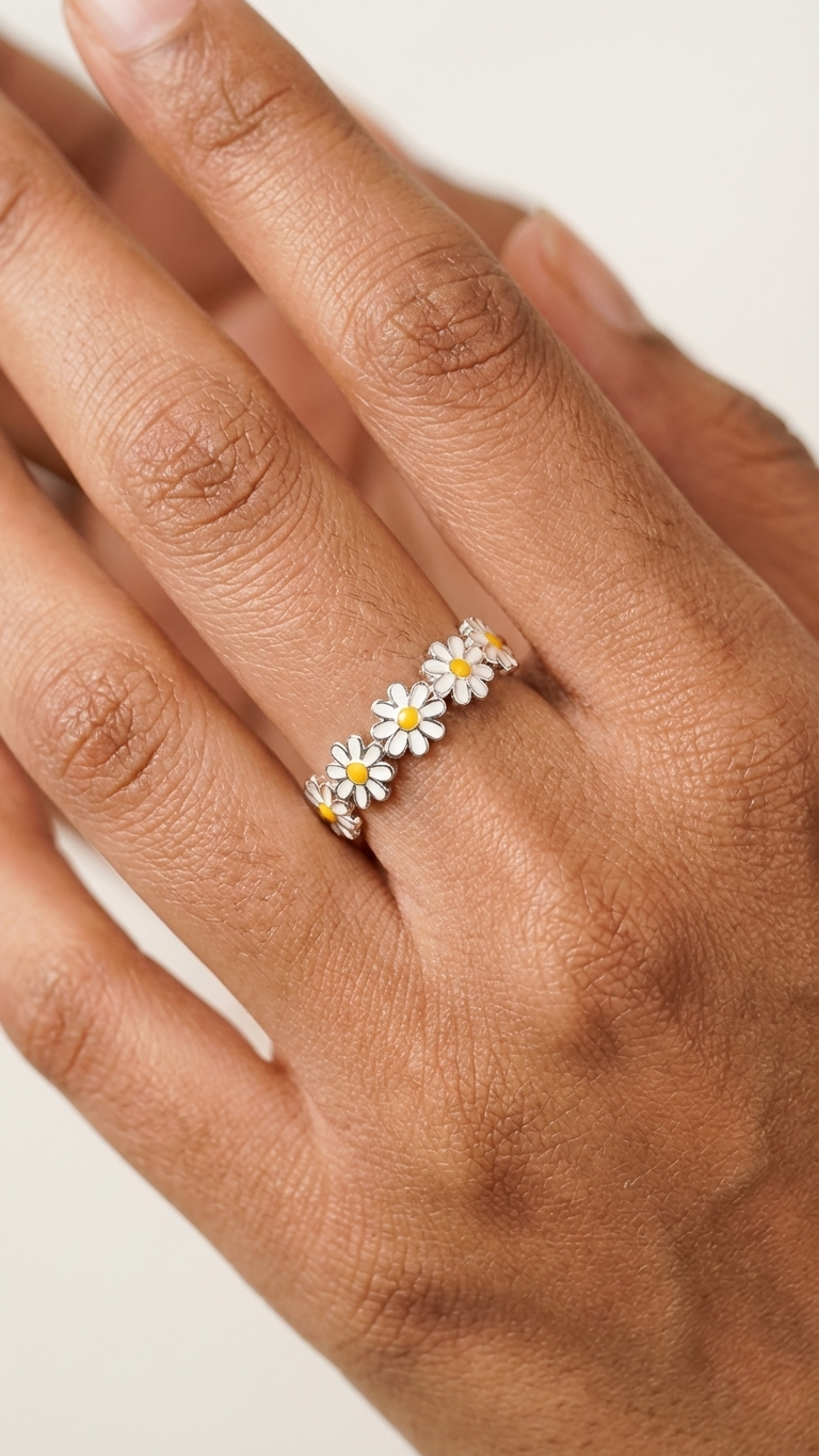 La bague de la marguerite en fleurs
