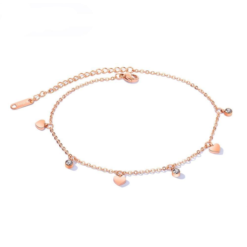 Tiny Heart &amp; Solitaire Anklet - Blinglane